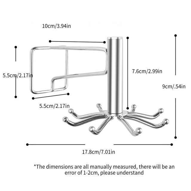 Punch-free Rotating Shelf Kitchen Cupboard Rack Spoon Shovel Hanging Hook Organizer Stainless Steel Kitchen Utensil Storage Rack Closet Clothes Hanger Holder