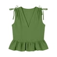 thumbnail image 3 of BUIGTTKLOP Women's Babydoll Tank Top Casual Deep V Neck Ruffle Hem Sleeveless Flowy Summer Tops, 3 of 4