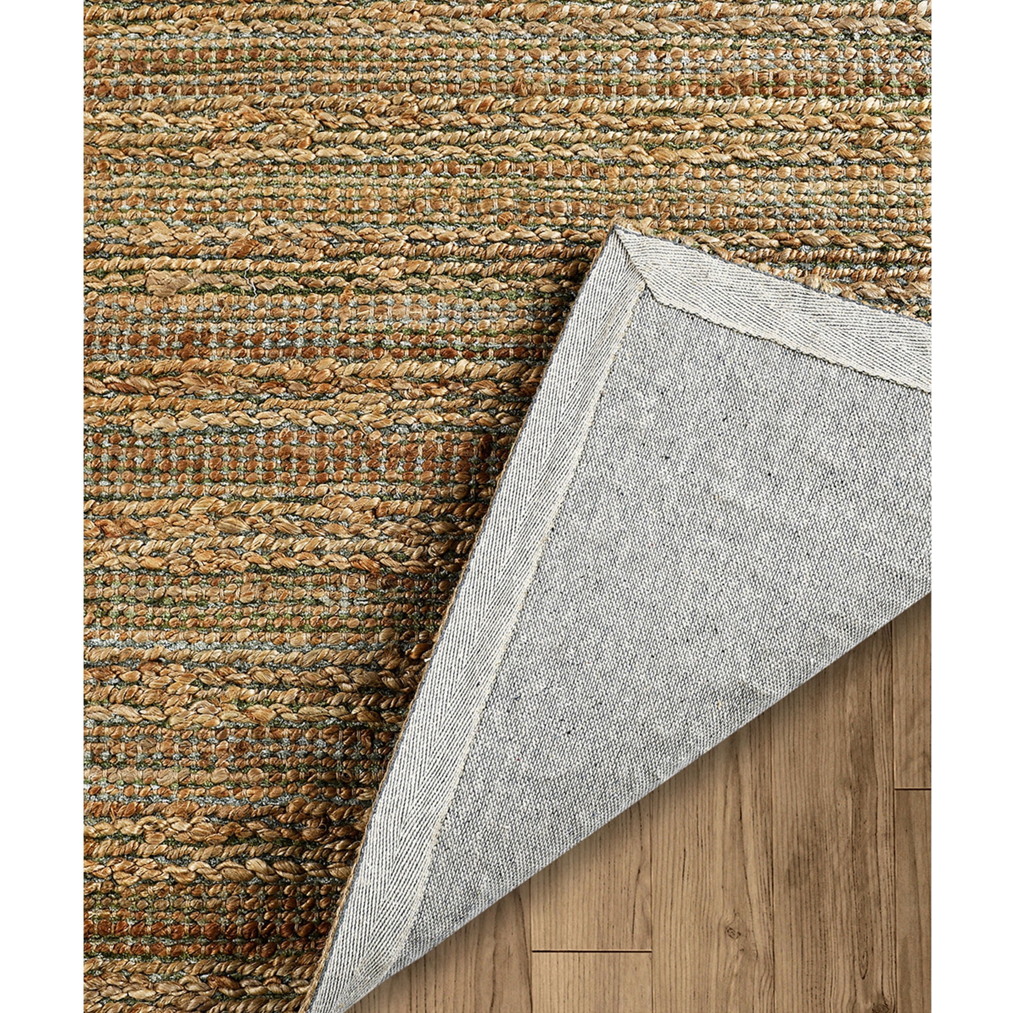 Ox Bay Ollie Striped Transitional Jute Hand-Woven Indoor Area Rug, Natural/Smoke Green, 7'9" x 9'9"
