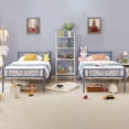 thumbnail image 2 of VECELO 2-Piece Twin Size Metal Bed Frame with Headboard and Footboard, No Box Spring Needed, Blue (Set of 2), 2 of 8