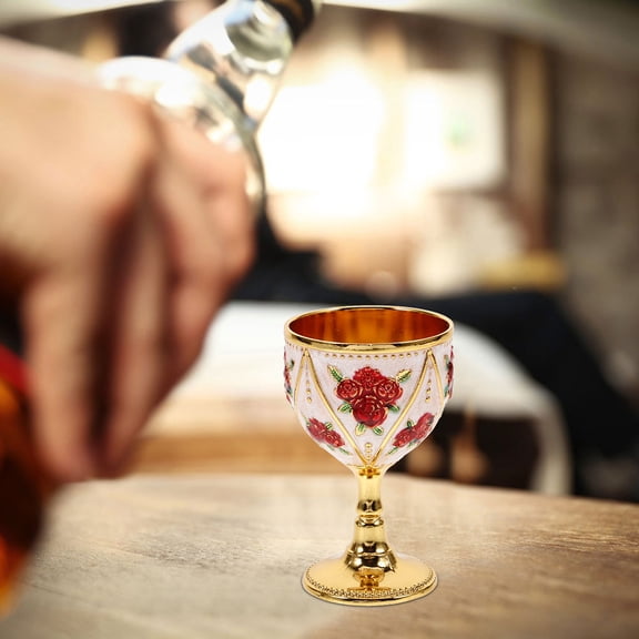 FELTECHELECTR Elegant European Metal Wine Goblets for Spirits Multi Color Decor 2Pcs