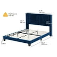 thumbnail image 2 of Dextrus Queen Upholstered Platform Bed with Navy Blue Velvet Headboard,No Box Spring Needed, 2 of 6
