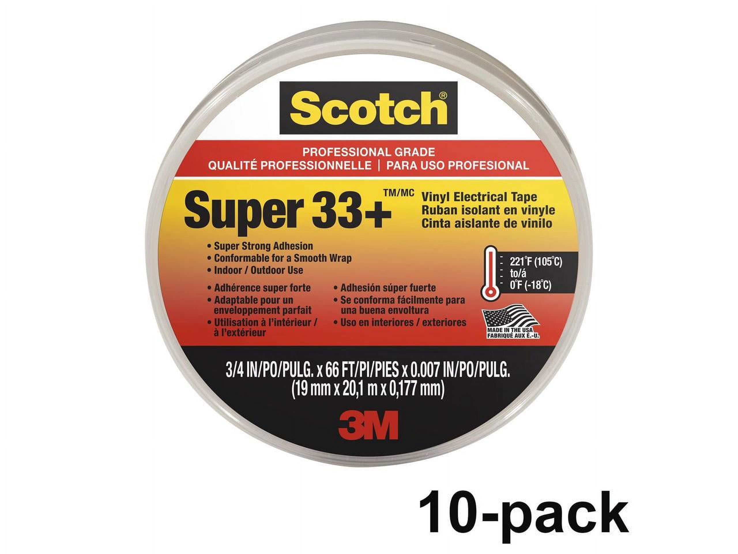 Scotch Super 33 Plus Vinyl Electrical Tape Black, Pack of 10