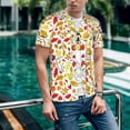 thumbnail image 6 of Hirioo Colorful Leaves for Men's Baseball T-shirt Shirts Short Sleeve Casual Summer Button Stretch T Shirts,Size S-4XL-XX-Large, 6 of 7