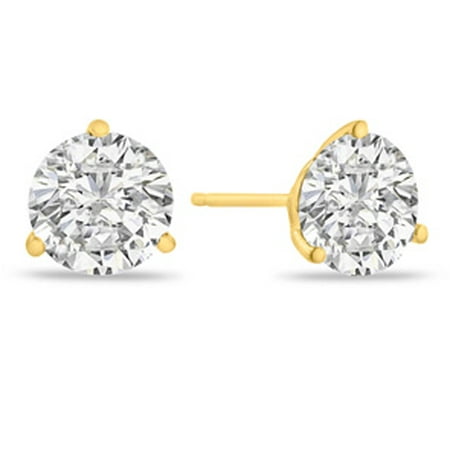 3 Carat Diamond Martini Stud Earrings In 14 Karat Yellow Gold