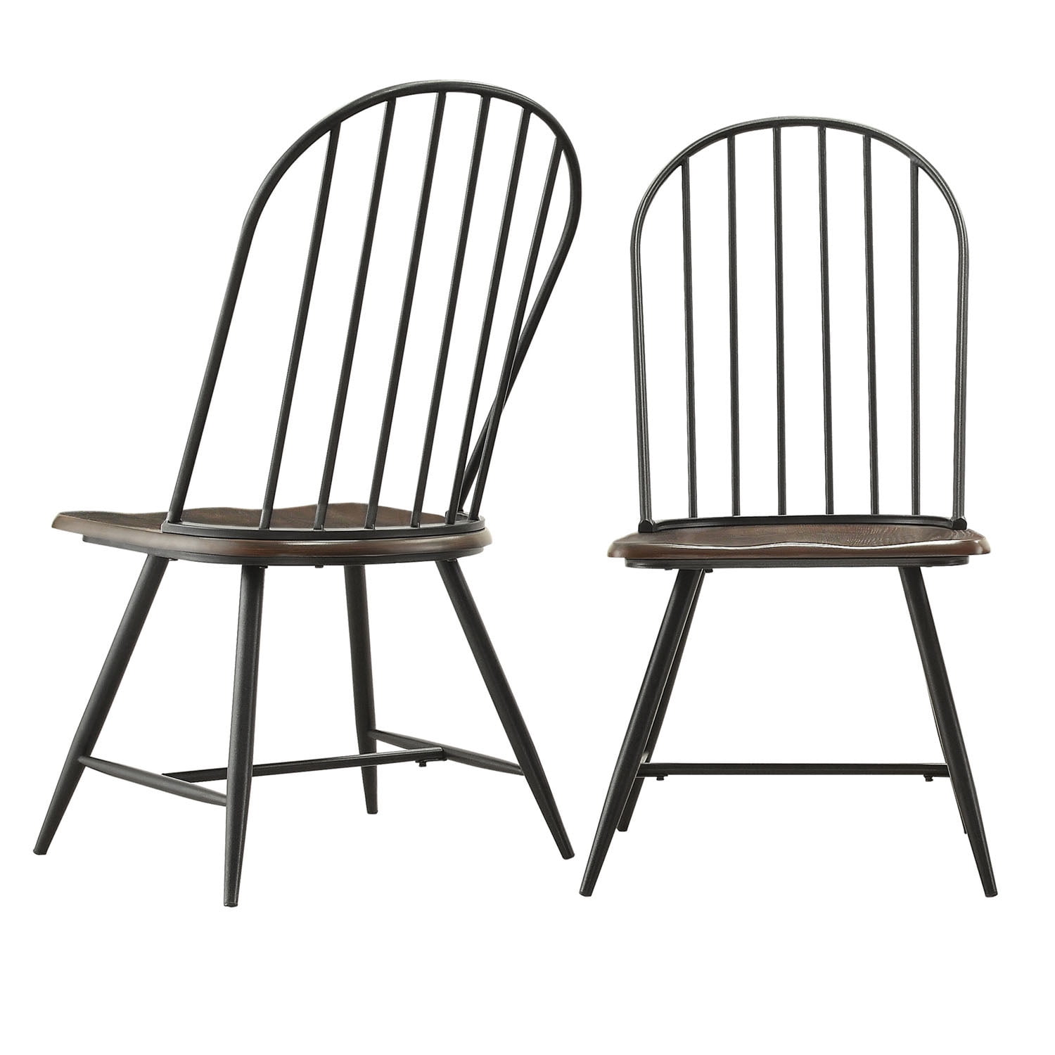 Weston Home Jameson Two-Tone Windsor Chairs, Set of 4, Black and Oak