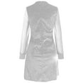 thumbnail image 4 of QHFBli Robe Moulante Mini pour Femmes à Col en V Profond, Manches en Maille Transparente, Paillettes – Robe de Soirée à Rayures Scintillantes et Ourlet Évasé Étoilé, 4 of 6