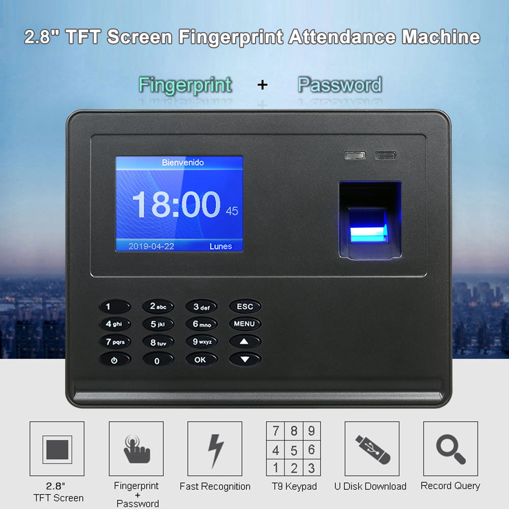 Biometric Fingerprint Attendance Machine 2.8" TFT LCD Display USB Z8Y5 