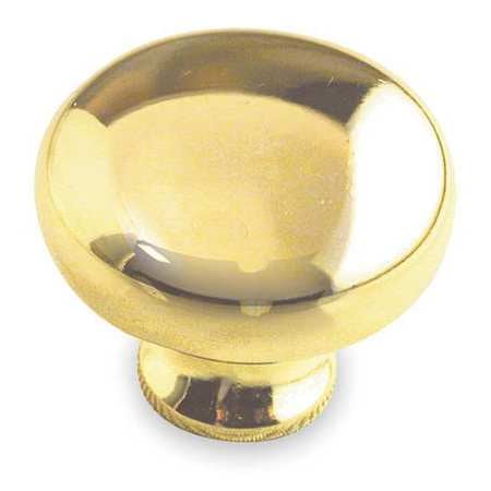 Knob Backplate Polished Brass - ZORO SELECT 1XNR5 Cabinet Knob, Zinc, Polished Brass, Proj. 1
