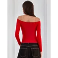 thumbnail image 4 of ANFERRY Women Padded Off Shoudler Tops Long Sleeve Side Ruched Basic Going Out Shirts, 4 of 8