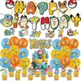thumbnail image 3 of Juego de decoraciones para fiesta de cumpleaños de Pikachu, Pokémon, con pancartas, globos, adornos para tartas, suministros para fiestas temáticas infantiles, kit de Pikachu, 3 of 4