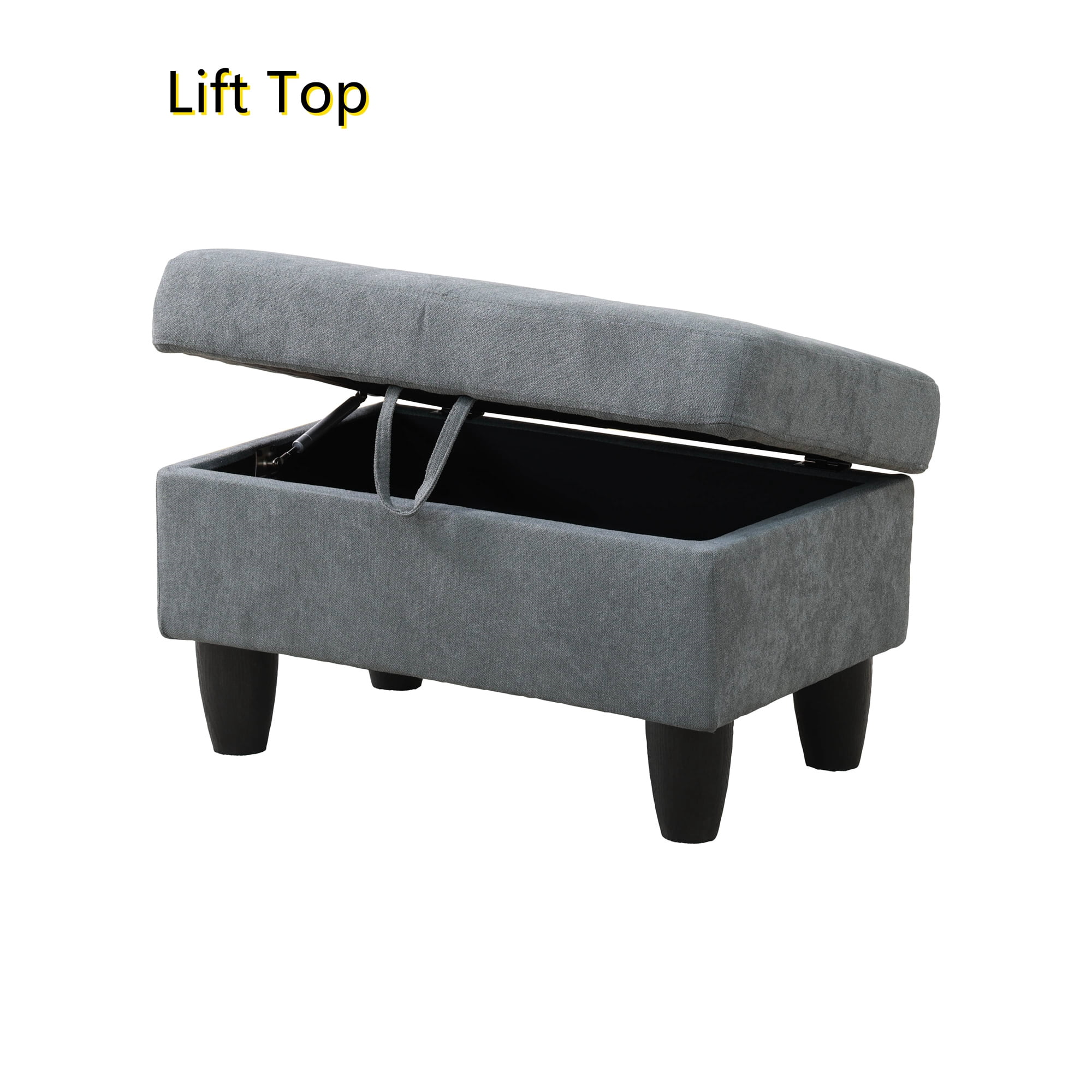 Aukfa 29" Storage Ottoman Bench with Lift Top for Home Office, Flannel, Dark Gray