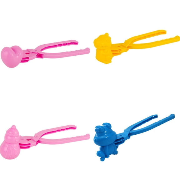 4PCS Snow Toys Snowball Maker Tool Winter Snow Toys Kit with Handle for Snow Ball Shapes Maker Fights Duck for Outdoor Snow Sand Molds
