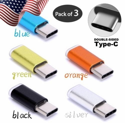 3 Pack Aluminum USB C Adapter, USB Type C 3.1 Male to Micro USB Female Converter OTG Cable Charger for Samsung Galaxy S8 , Galaxy S8 Plus , Galaxy Note 8, LG V30 V20 G6 G5, Google Pixel/XL- Blue