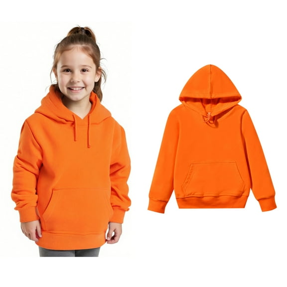 Kids Girls Hoodie Kids Orange Hoodie Long Sleeve Hooded Sweatshirt Top Fall Winter Clothes Little Girls Clothes 3-4 Years