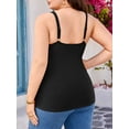 thumbnail image 4 of Plus Size Tank Tops for Women Removable Built in Bra Camisole Cotton V Neck Adjustable Straps Cami Shirts, 4 of 9