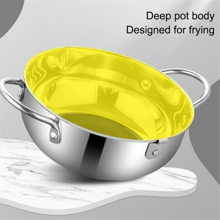 1pc Black Japanese Deep Fryer Pot, Temperature Resistance Nonstick Coating,  Easy Clean Up, Heat Up Fast, Fahrenheit Thermometer, Perfect For Single, C