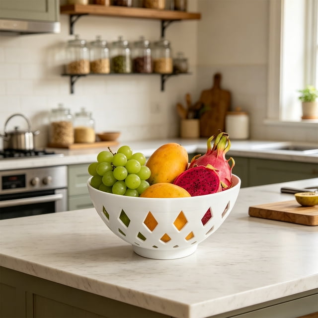 Openpig Rhombic Fruit Bowl Modern Geometric Decorative Bowl Airy Storage Bowl For Fruit Snacks Candy Kitchen Counter Dining Table Centerpiece
