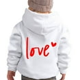 thumbnail image 3 of Kids Sweatshirts Valentine's Day Long Sleeve Hooded Pullover Letter Print Lightweight White 5 Years-6 Years, 3 of 6