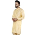 thumbnail image 5 of SKAVIJ Men's Tunic Art Silk Kurta Ethnic Indian Long Casual Shirt Party Medium Beige, 5 of 6