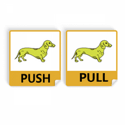 Cartoon Dog Yellow Illustration Pattern Push Pull Door Sign Vinyl Stickers Shop