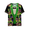 thumbnail image 2 of Uootdi Womens Mardi Gras Festive Tops Crew Neck Funny Graphic Tuxedo Short Sleeve T Shirt Tropical Holiday Vacation Novelty Shirts Gift, 2 of 8