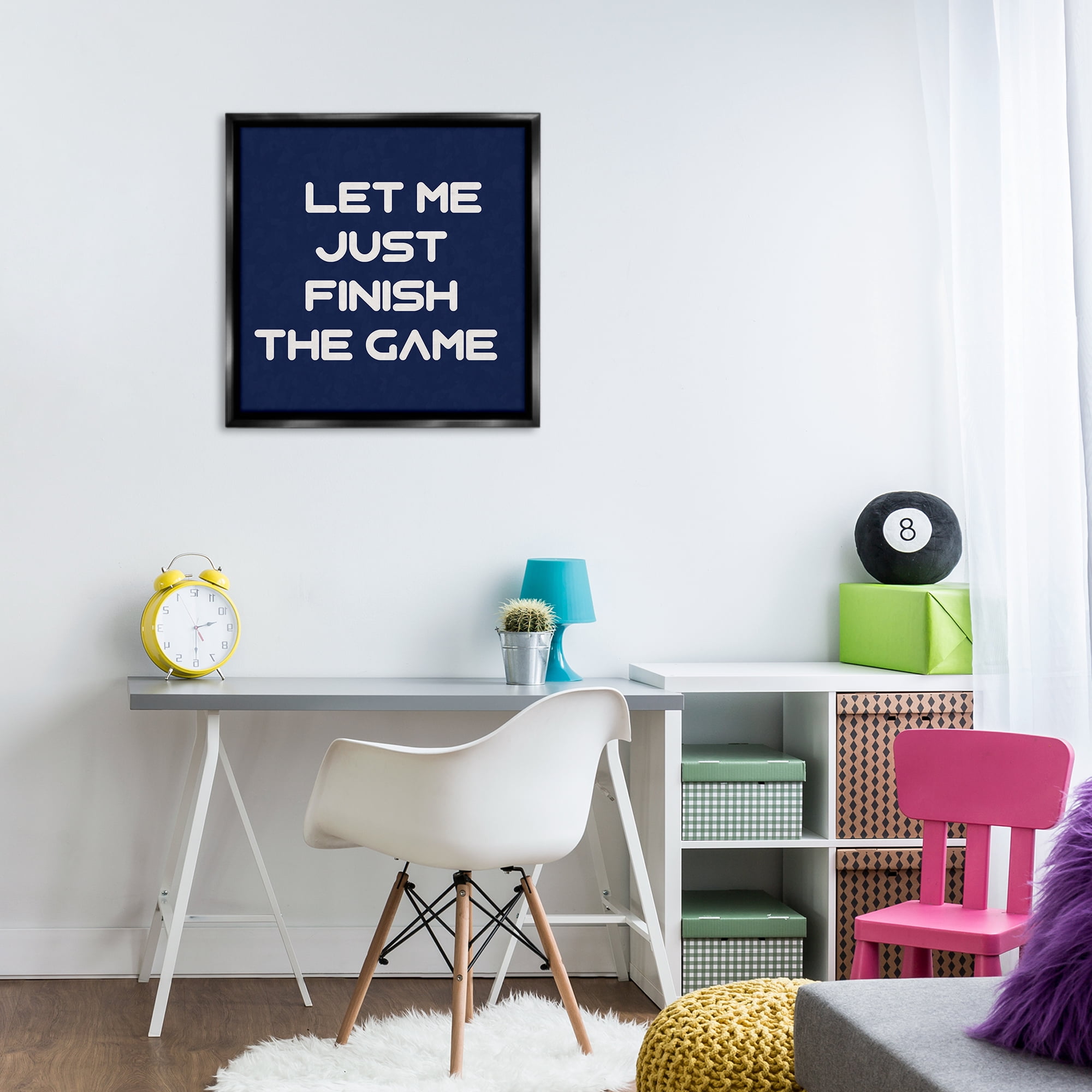 Stupell Industries Finish The Game Phrase Entertainment Painting Black Floater Framed Canvas Art Print Wall Art, 25 x 25