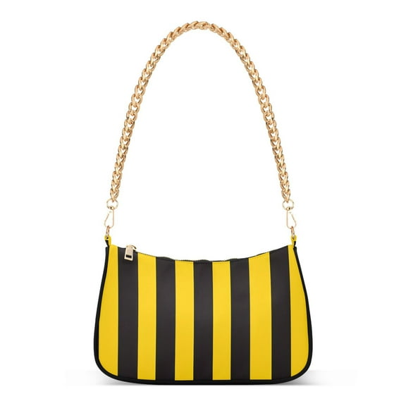 Ryvnso Yellow Stripes Line Pattern Womens Chain Shoulder Bag Tote Handbags Clutch Hobo Purse with Zipper for Travel