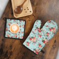 thumbnail image 5 of Pioneer Flower Floral Print Pattern Kitchen Oven Mitt and Pot Holder Sets 2 Pcs for Baking, Cooking and Grilling, Heat Resistant Up To 392 °F, 5 of 7