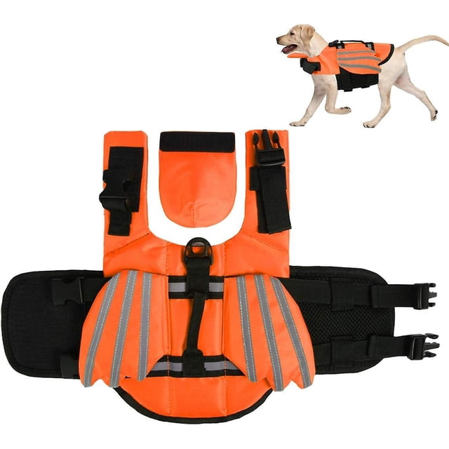 Chaleco salvavidas para perros, chaleco salvavidas de flotación para mascotas con alas, traje de baño salvavidas para perros para seguridad en el agua en la piscina, playa, navegación (l)