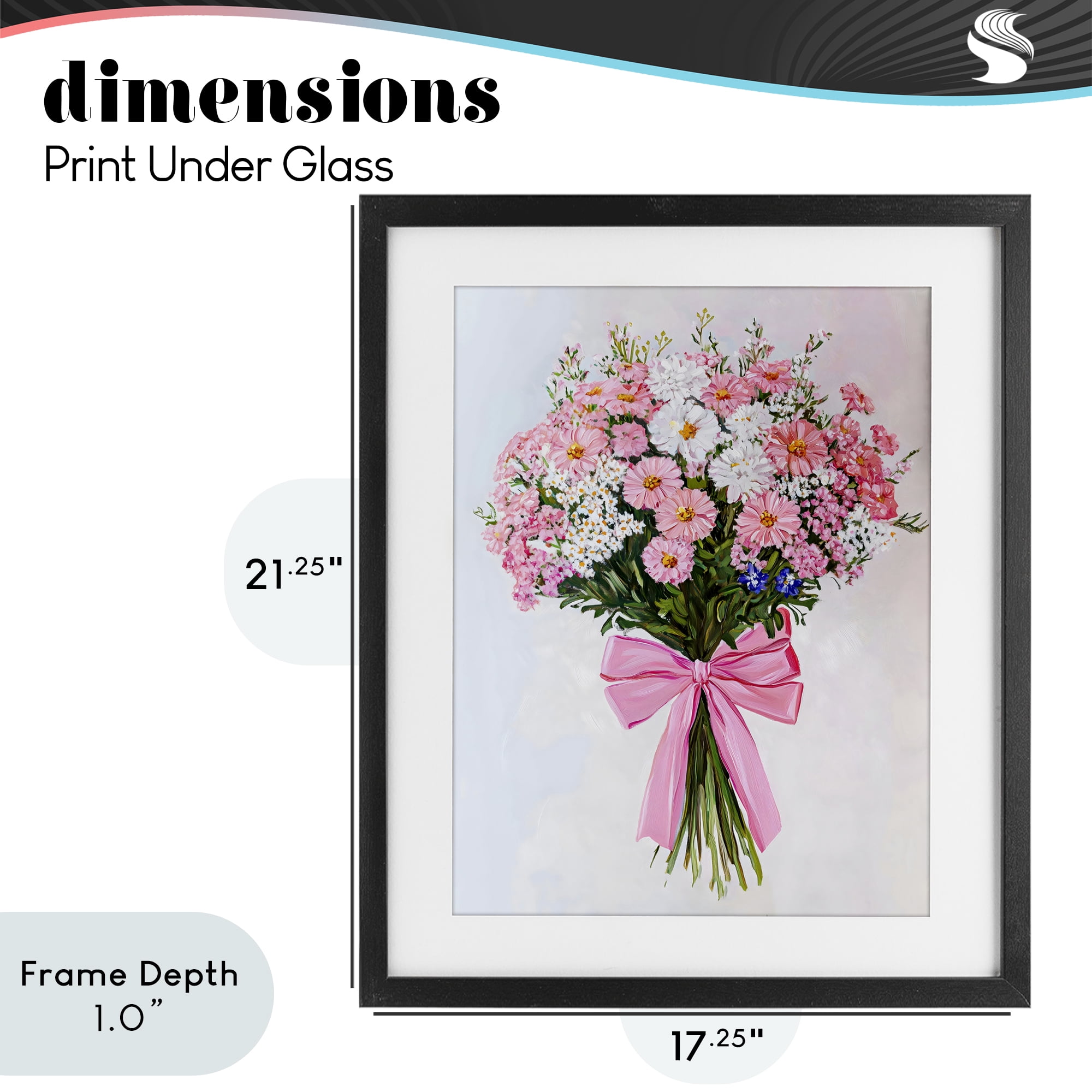 Stupell Industries Pink & White Tied Flower Bouquet Black Framed Print Under Glass, design by The Prints Vibe