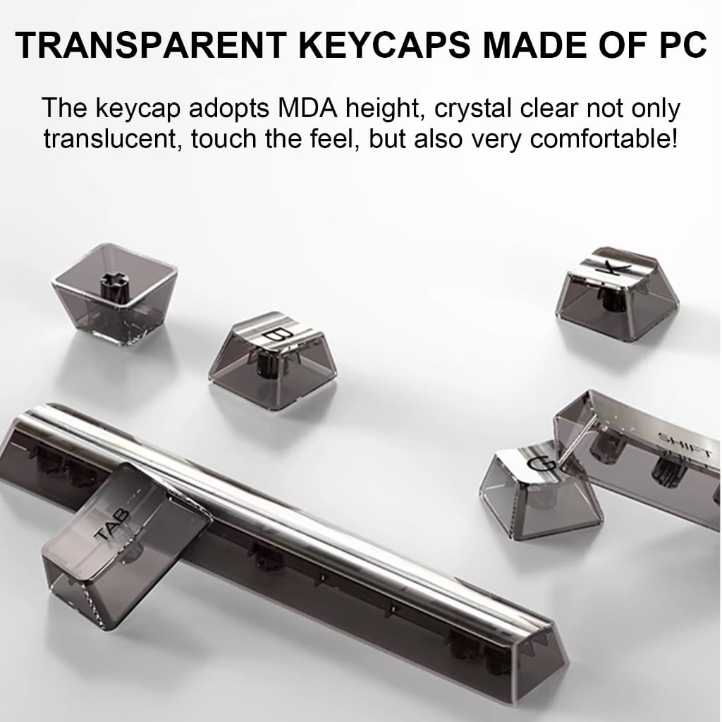 Bright and Smooth Clear Keycaps for MX Structure Mechanical Keyboards 115Keys