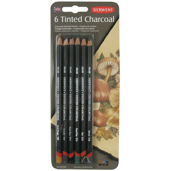 Derwent Tinted Charcoal Pencil 6-Pencil Set