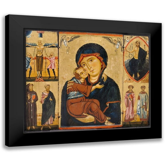 Berlinghiero 13x12 Black Modern Framed Museum Art Print Titled - Virgin and Child with Saints