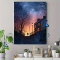 thumbnail image 4 of Victorian Streetscape Dusk Silhouette Watercolor Canvas Print, Vintage City Wall Art for Living Room Bedroom Hallway Office Study Hotel, 4 of 8