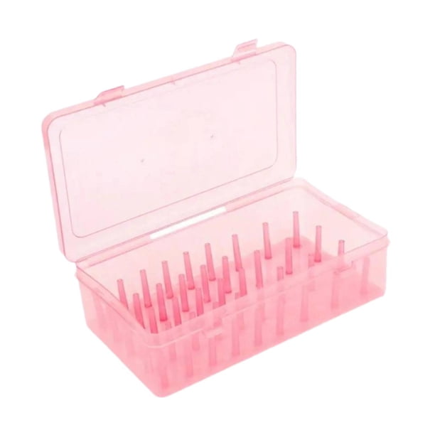 Caja de almacenamiento para carretes de hilo de bordar, contenedor, bandeja para 42 carretes, transparente, con Rosa