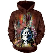 Sitting Bull, Radiates Wisdom, Strength Hooded Sweatshirt Brown