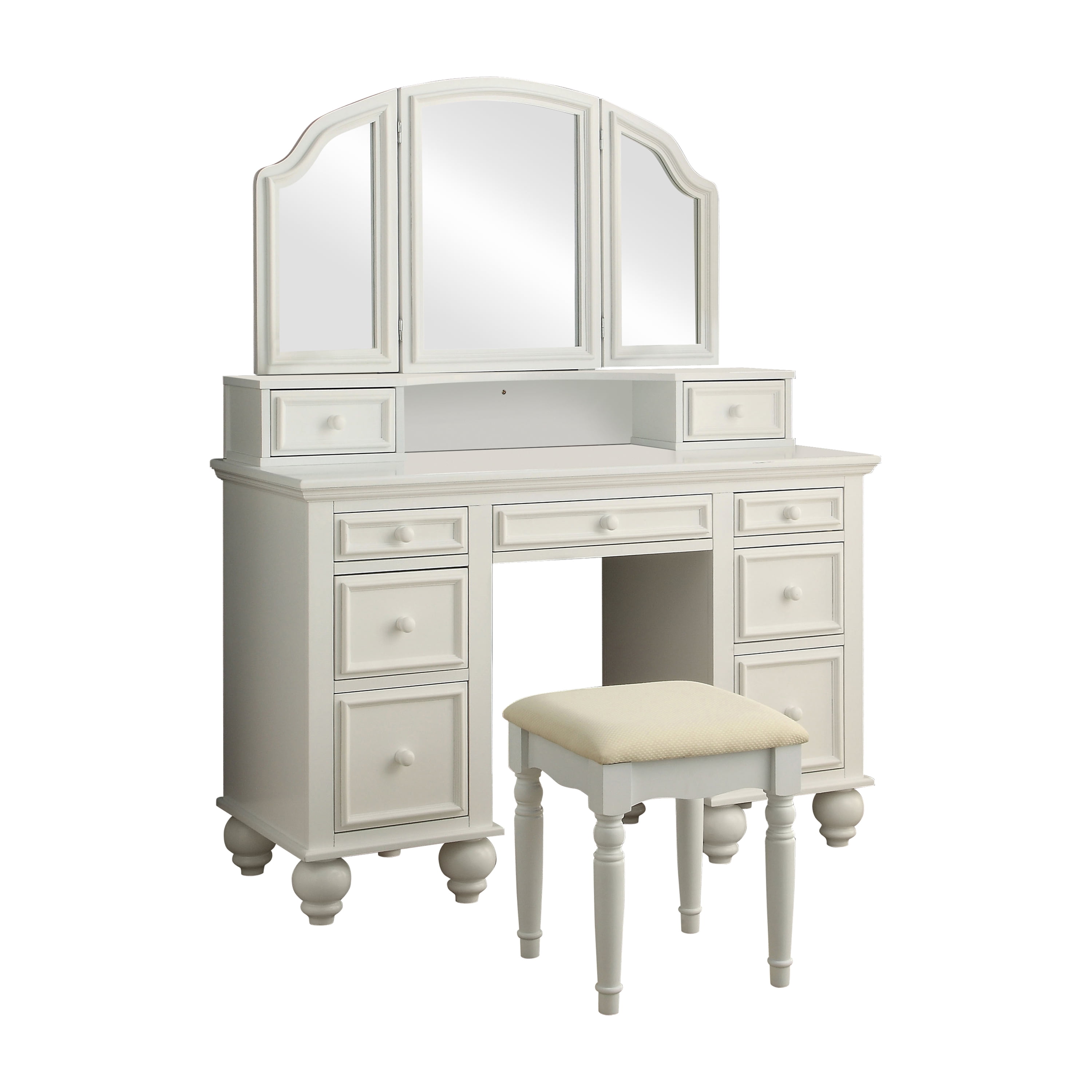 Furniture of America Olivia Transitional 3-Piece Vanity Set, White