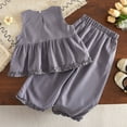 thumbnail image 3 of Pandaie 3-7Y Baby Girl Clothes Toddler Summer Outfits Sleeveless Ruffle Halter Tops Breathable Wide Leg Pants 2026 Kids Clothing Set Grey 3Y(2-3 Years), 3 of 9