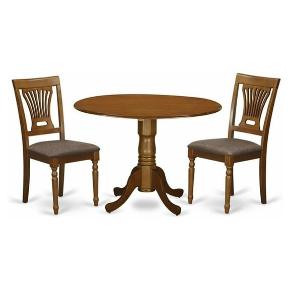 Atlin Designs 3-piece Wood Dining Table Set in Saddle Brown