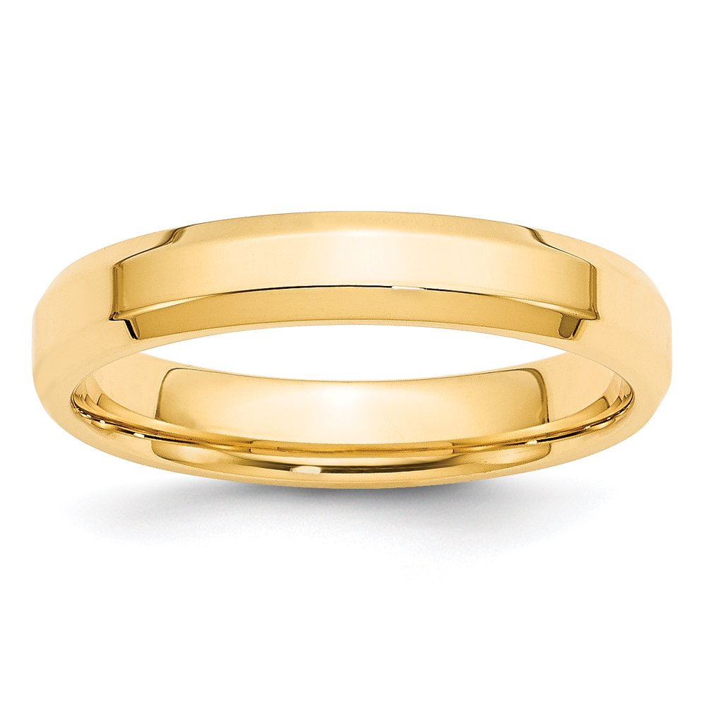 IceCarats - 14k Yellow Gold 4mm Bevel Edge Comfort Fit Wedding Ring ...