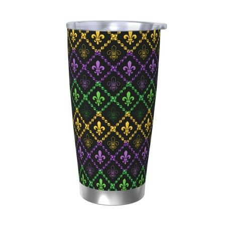 

Ocsxa Mardi Gra Geometric Pattern 20oz Travel Coffee Mug with Flip Lid Stainless Steel Insulated Insulated Coffee Mug Thermal Cup with Splash Proof Sliding Lid-Without Straw