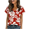thumbnail image 5 of DailyTrove Women's White & Red Bold Floral Print Collared Short-Sleeve Blouse - Feminine Casual Vacation & Date Night Wear, 5 of 6