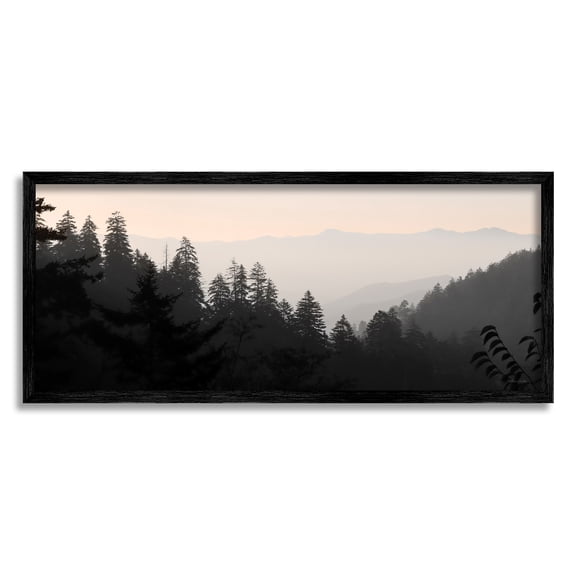 Stupell Industries Woodland Forest Nature Silhouette Warm Sky Mountains Photograph Black Framed Art Print Wall Art, Design by Lori Deiter