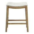 thumbnail image 5 of Saddle Stool 24" in Linen White Fabric With Medium Oak Wood Finish 2-Pack, 5 of 12