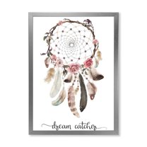 Designart 'Dream Catcher Made With Ethnic Feathers' Bohemian & Eclectic Framed Art Print