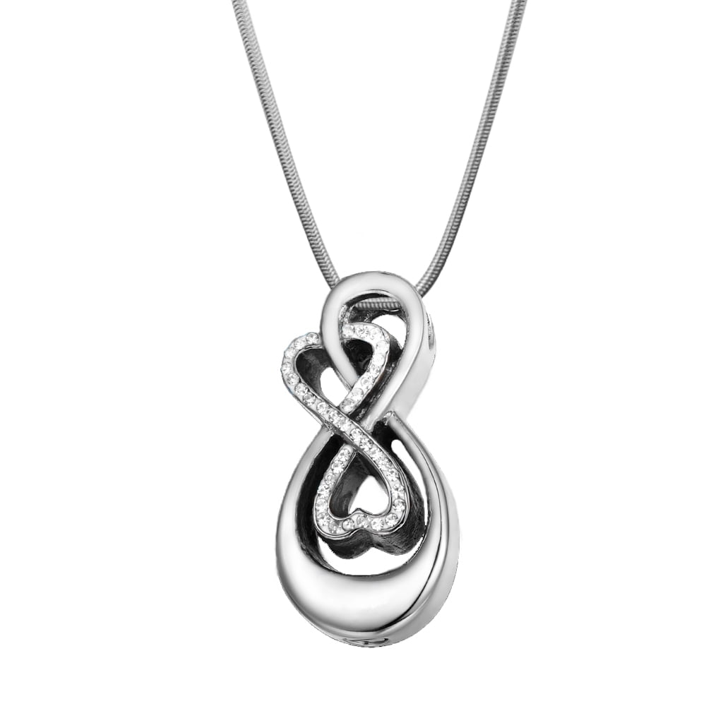Cremation Memorial keepsake Infinity Bar Pendant and Necklace for Ashes. 