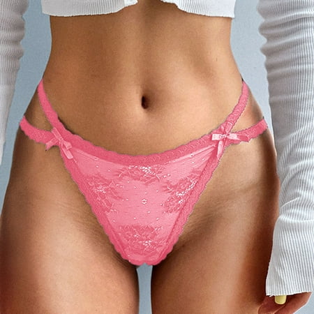 

Medcursor Flower Embroidery Lace Transparent Women Underwear Thong Hollow Out Traceless Panties See Strough Seamless Briefs