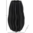 thumbnail image 3 of DecMode 14" Abstract Dimensional Wavy Ribbed Black Ceramic Vase with Floral Shaped Rim, 3 of 9