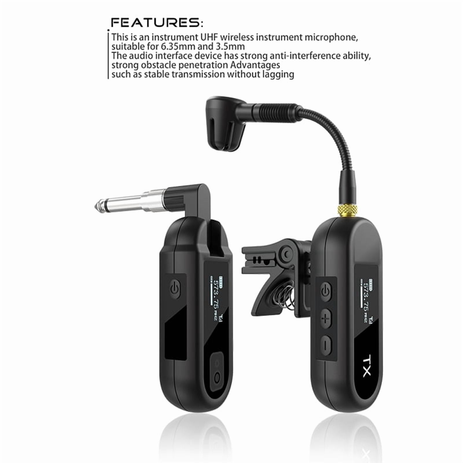 Saxophone Instrument Dedicated Wireless Microphone Outdoor Stage Small Microphone Instrument Wireless Clip Microphone,1 set * Saxophone Wireless Microphone,Black